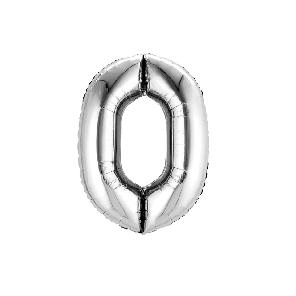 Globo foil número 0 plata (32 pulgadas)