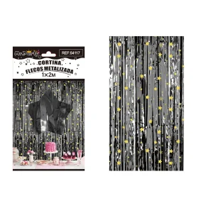 Cortina metalizada con estrellas variedad de colores (1X2mts)