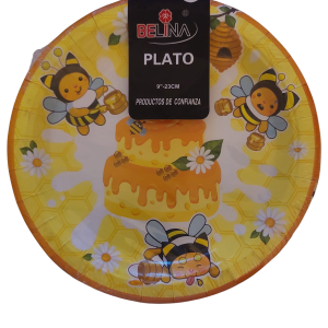 Plato cartón grande abejita (6 unidades)