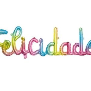 Globo metálico felicidades color arcoíris pastel 1 unidad