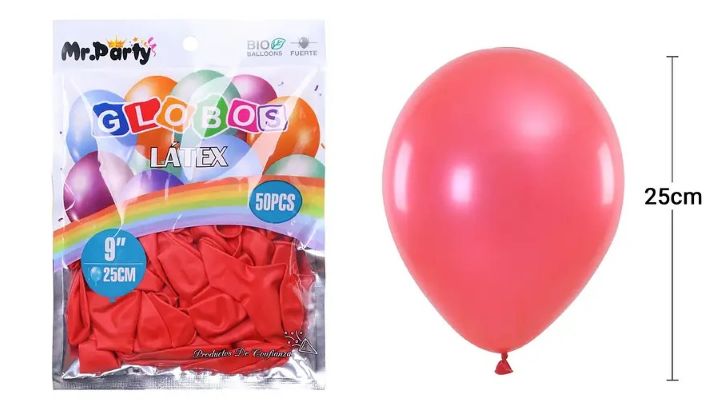 Globo liso color rojo perlado 50 unidades (R9)