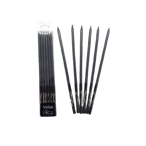 Vela Cromada Negra (6 unidades)