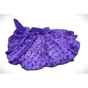 DISFRAZ CAPA BRUJA CON GORRO HALLOWEEN