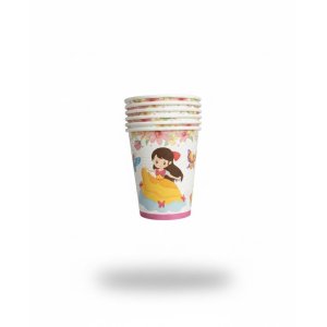 VASO POLIPAPEL PRINCESA MARIPOSA 6 UNID