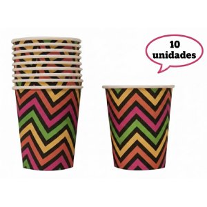 VASO POLIPAPEL CHEVRON FLUOR 10 UNID