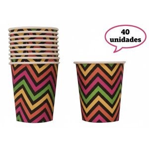 Vaso Polipapel Chevron Neón (40 unidades)