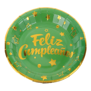PLATO CARTON FC VERDE DORADO 6 UNID BE