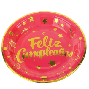 PLATO CARTON FC ROJO DORADO 6 UNID BE