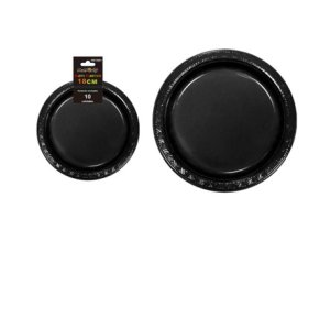 PLATO PLASTICO 18CM NEGRO 10UNID MPA