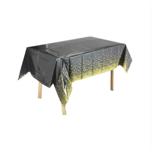 MANTEL NEGRO POLKA DORADO 137X183 MP