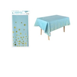 MANTEL CELESTE ESTRELLA DORADO 137X183 MP