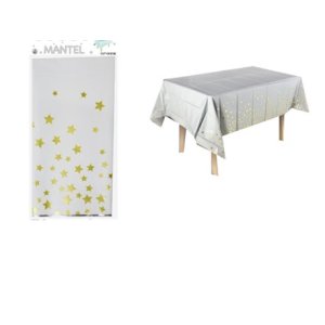 MANTEL BLANCO ESTRELLA DORADO 137X183 MP