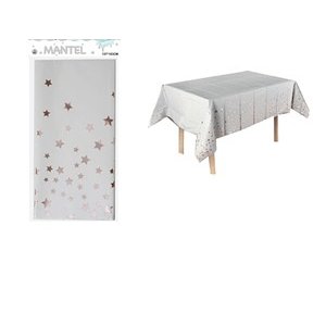 MANTEL BLANCO ESTRELLA ROSA GOLD 137X183 MP