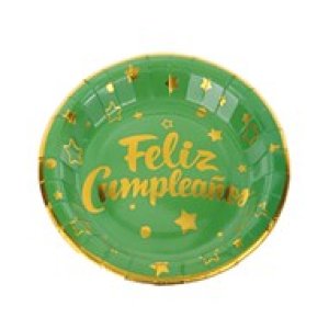 PLATO CARTON FC VERDE DORADO 6 UNID BE