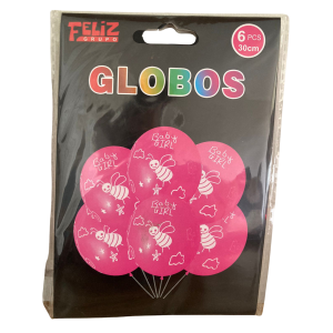Globo impreso rosado abejita (6PCS)