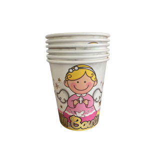 VASO POLIPAPEL ROSADO MI BAUTIZO PARTY