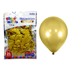 GLOBO 09 LISO CHROME B DORADO X25UNI
