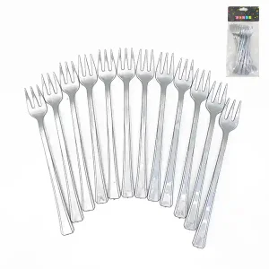 TENEDOR PLASTICO LARGO 10 UNID PLATA 