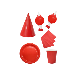 SET DE CUMPLE LISO ROJO 30 PCS MR PARTY