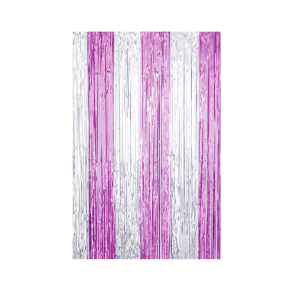 CORTINA FLECOS  PLATA FUCSIA MP