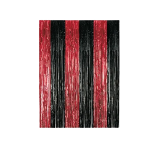 CORTINA METAL FLECOS NEGRO ROJO 1X1 MRPARTY