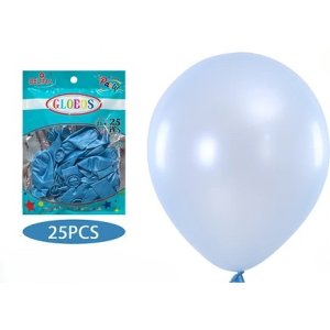 GLOBO METAL 23CM  CELESTE 25 UNID BE