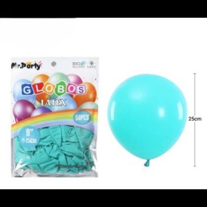 GLOBO LISO 23CM TURQUESA 50 UNID MP