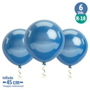 GLOBO CROMO R18 AZUL X6 PARTY