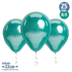 Globo cromado color verde 25 unidades (R9)