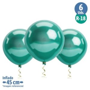 GLOBO R18 CROMO VERDE 6 UNID PARTY