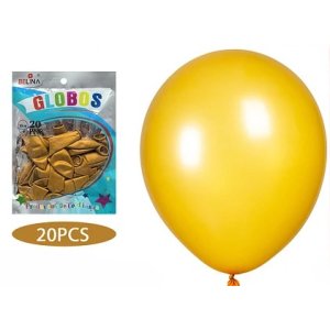 GLOBO LISO 30CM METAL DORADO 20 UNID BE