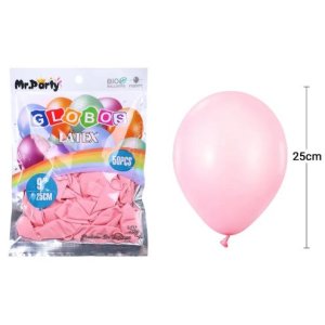 GLOBO LISO 25CM ROSADO PASTEL 50 UNID MP