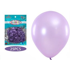 GLOBO METAL  23CM LILA 25 UNID BE