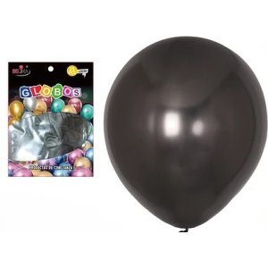 GLOBO 15CM METALIZADO NEGRO 25 UNID BE