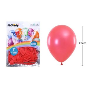 GLOBO METAL 25CM ROJO 50 UNID MP