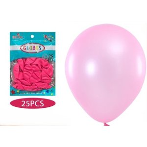 GLOBO METAL 23CM ROSADO 25 UNID BE