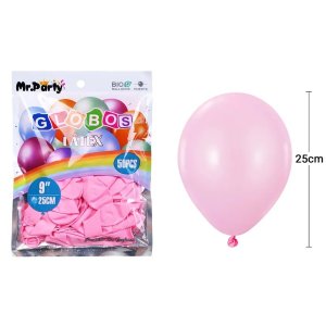 GLOBO LISO 25CM ROSADO PASTEL 50 UNID MP