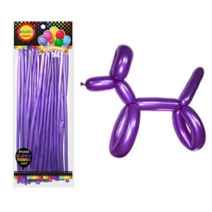 Globos largos color morado metálico 25 unidades