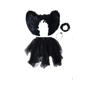 SET ALAS PLUMAS CINTILLO CARNAVAL NEGRA