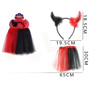 HALLOWEEN TUTU NEGRO ROJO CINTILLO GFE