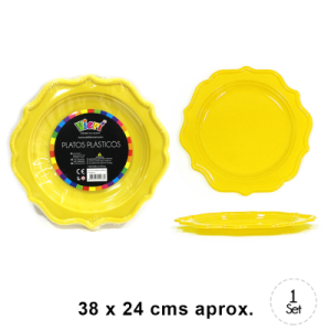 Plato color amarillo con forma de flor 10 unidades (18CM)