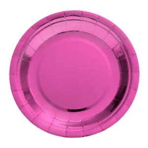 PLATO CARTON METAL 23CM X6 FUCSIA PARTY