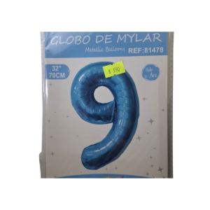 Globo foil celeste 9 (32 pulgadas)