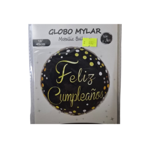 GLOBO FOIL FC NEGRO DORADO 45CM MP