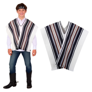 Disfraz Set Poncho Cintillo Artesano Blanco 116x60cm fe