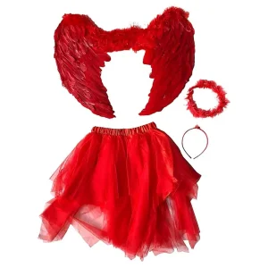 SET ALAS AUREOLA TUTU ROJO