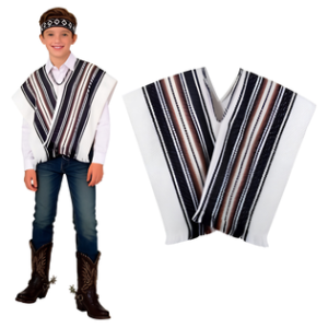 Disfraz Set Poncho Cintillo artesano Blanco 92x55cm fe