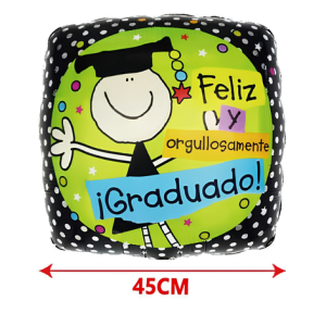 Globo Foil Feliz y Graduado 45cm mp